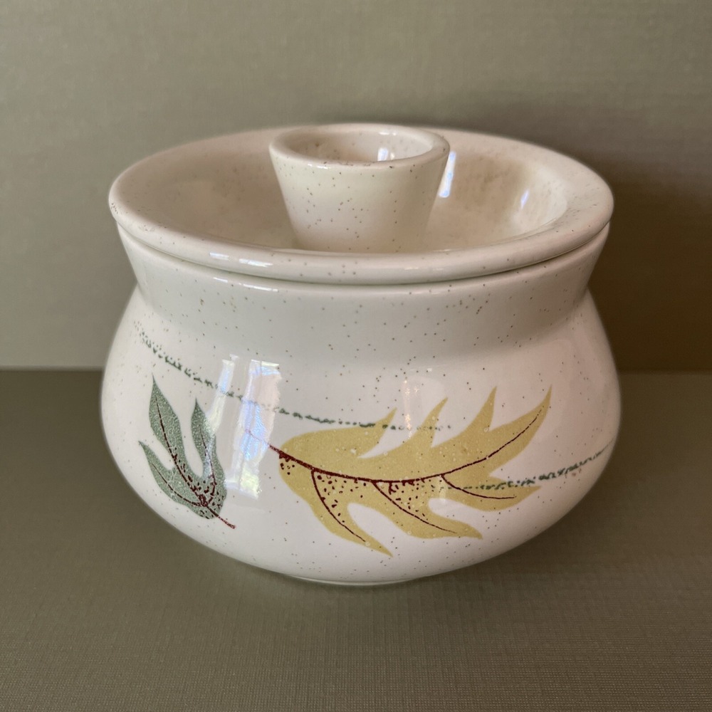 Vintage Midcentury Franciscan Autumn Leaves‎ Sugar Bowl w Lid Covered MCM AS IS